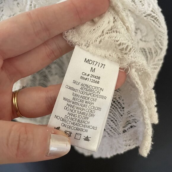 Miss Me Womens White Lace Sleeveless Tank Top M sheer summer top casual floral - Picture 4 of 8